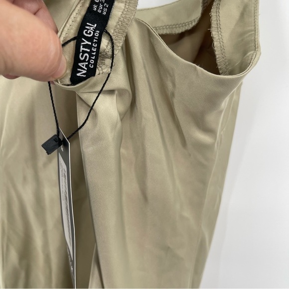 Nasty Gal Collection NWT Satin Square Neck Midi Slip Dress Size 2 Sand/tan - Picture 8 of 9